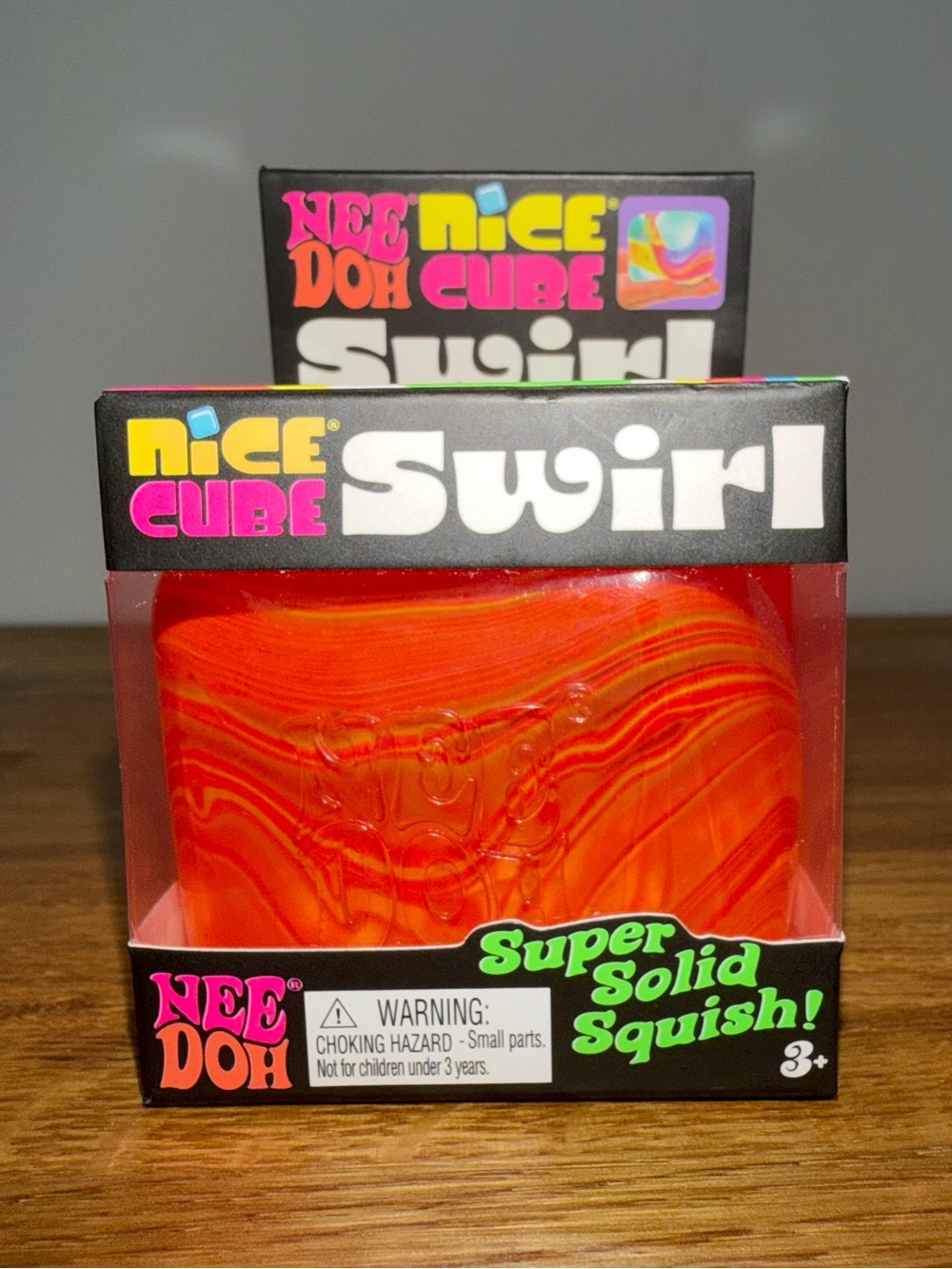 NeeDoh Nice Cube Swirl Orange Yellow Squishy Sensory Fidget